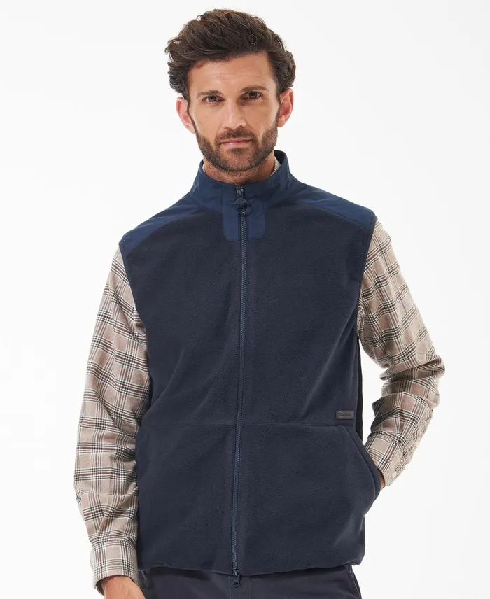 Men Vests Barbour Country Fleece Gilet Olive