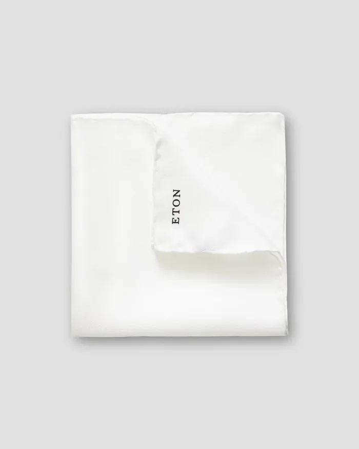 Men White Silk Pocket Square White Eton Pocket Squares