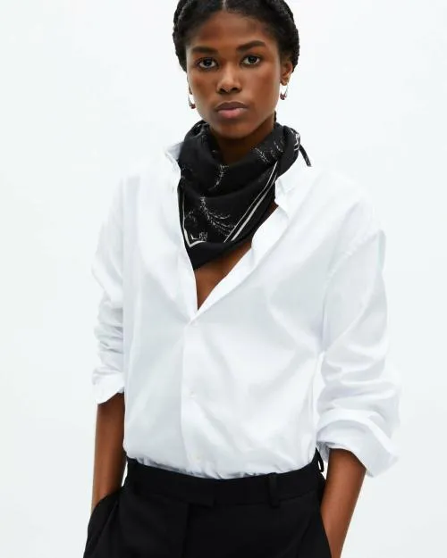 MenWomen Scarves The Kooples Black Printed Wool And Silk Scarf Black White