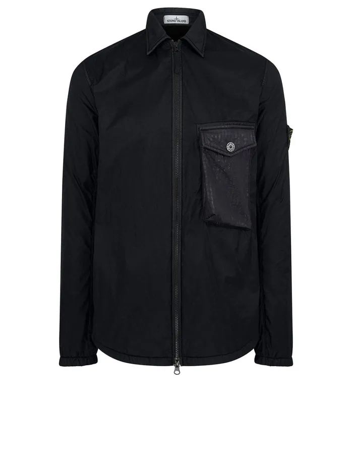 Mens 11435 Lamy Flock Overshirt In Black Stone Island Overshirts