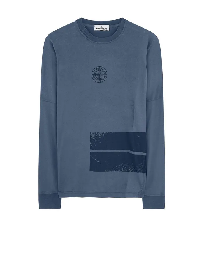 Mens 20792 Dust One LongSleeve TShirt In Marine Blue Stone Island TShirts