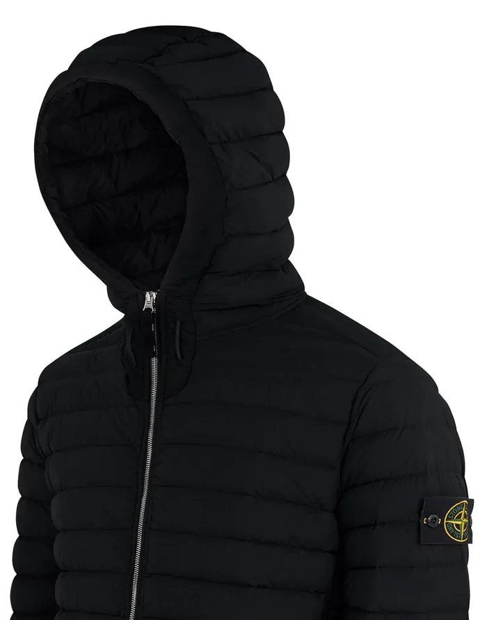 Mens 41125 Loom Woven Down Chambers Stretch NylonTc Hooded Down Blouson In Black Stone Island Coats 038 Jackets