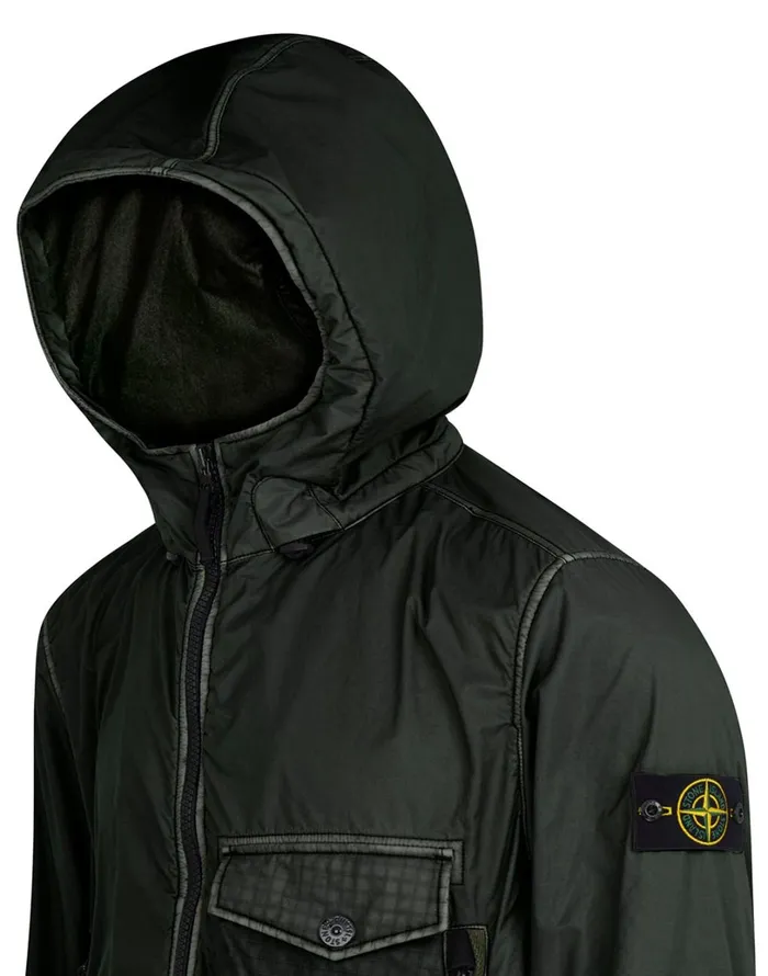 Mens 43035 Lamy Flock Hooded Jacket In Dark Forest Stone Island Coats 038 Jackets