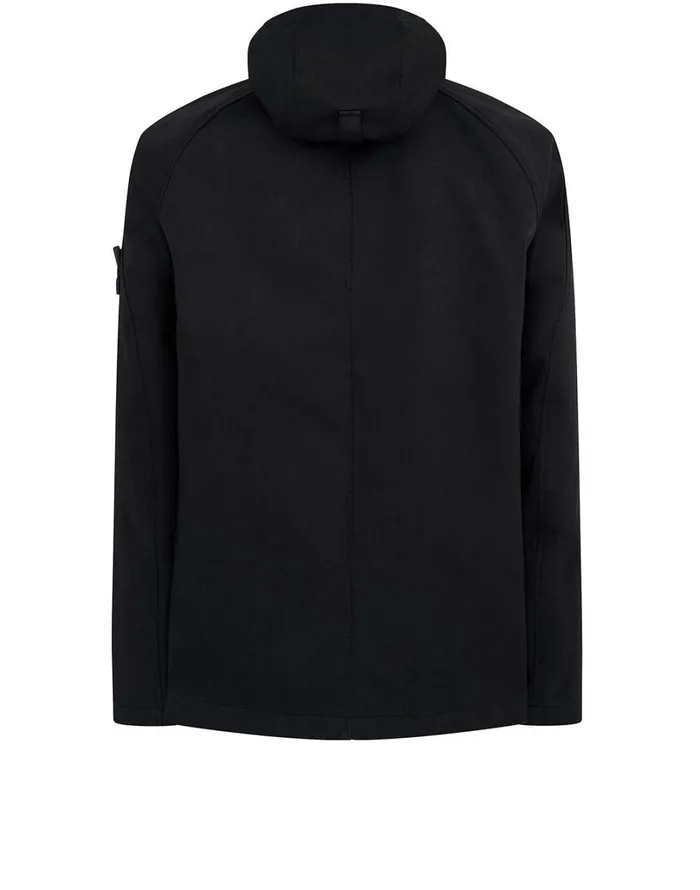 Mens 441F1 Raso Gommato Double Ghost Piece Hooded Jacket In Black Stone Island Coats 038 Jackets