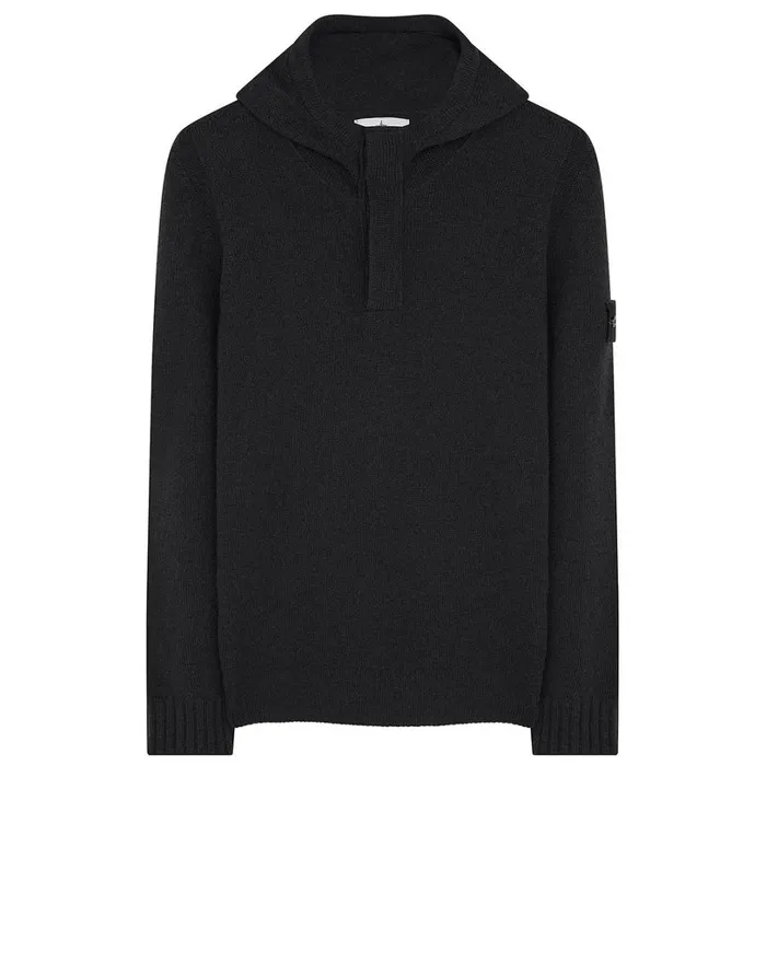 Mens 507A3 Hooded Jumper In Black Stone Island Knitwear