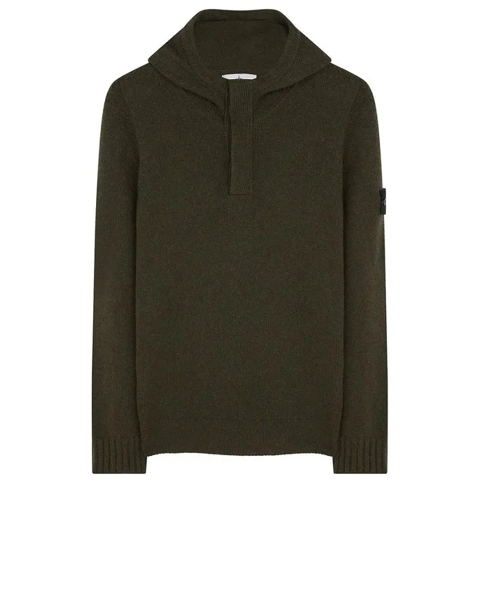 Mens 507A3 Hooded Jumper In Dark Forest Stone Island Knitwear