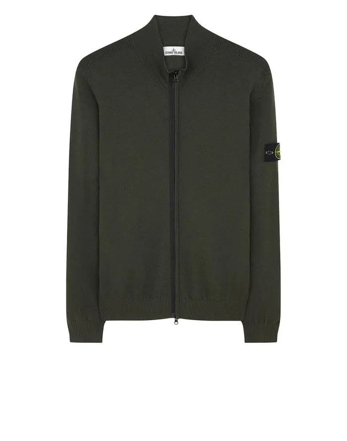 Mens 513A1 Knitted Cardigan In Dark Forest Stone Island Knitwear