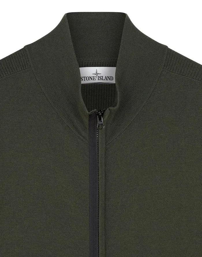 Mens 513A1 Knitted Cardigan In Dark Forest Stone Island Knitwear