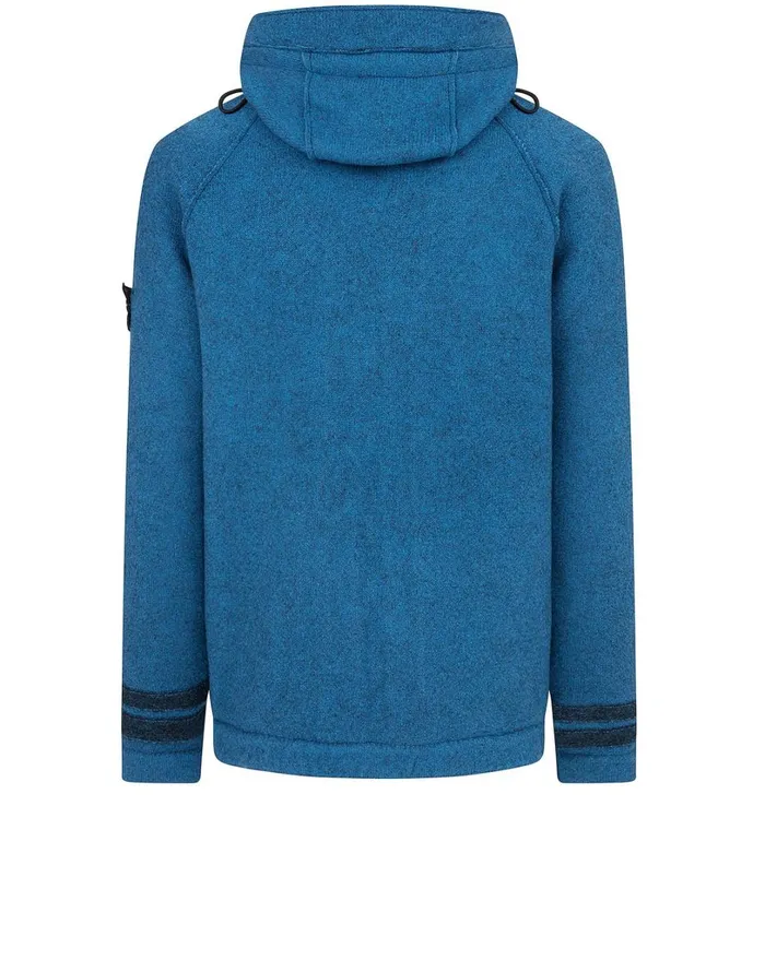 Mens 565A6 Felted Pure Wool Detachable Lining Hooded Jacket In Periwinkle Stone Island Coats 038 Jackets