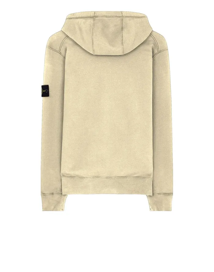 Mens 64220 Hooded Full Zip Sweatshirt In Butter Stone Island Sweatshirts