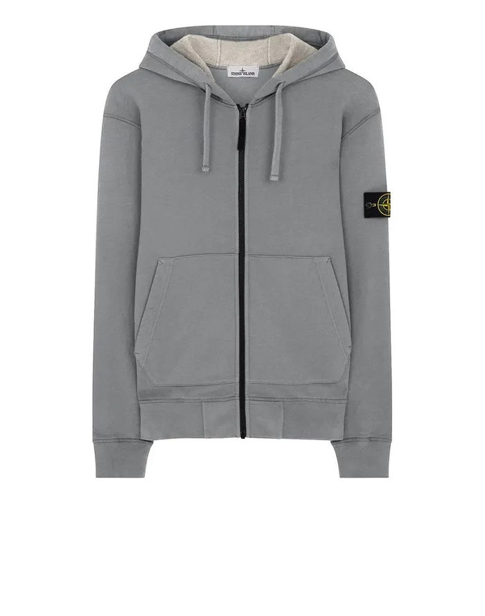 Mens 64220 Hooded Full Zip Sweatshirt In Dust Stone Island Sweatshirts