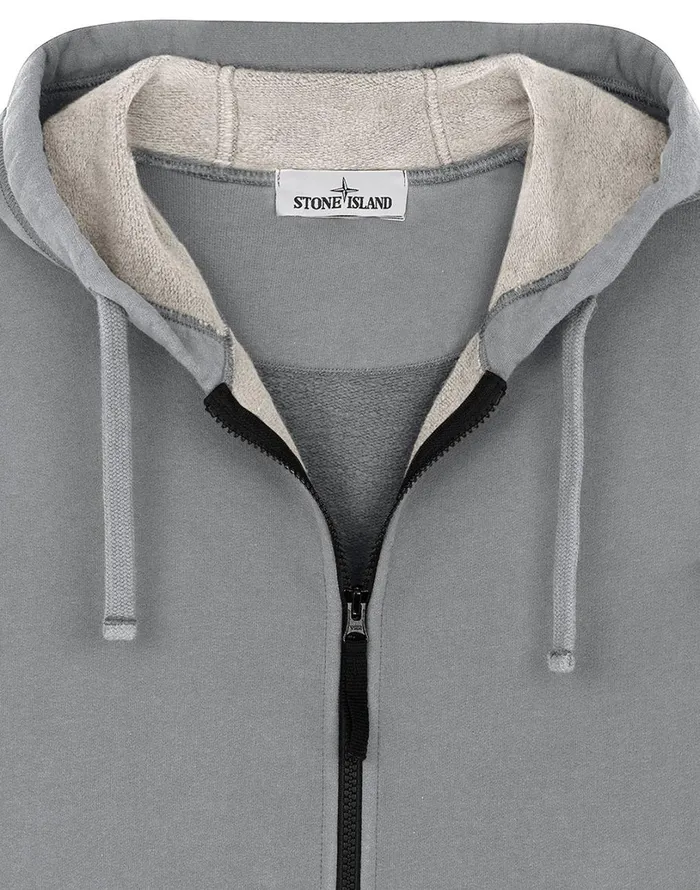 Mens 64220 Hooded Full Zip Sweatshirt In Dust Stone Island Sweatshirts