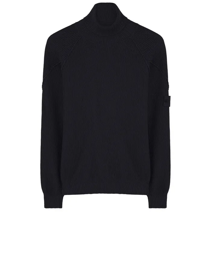 Mens Knitwear Stone Island 582Fa Turtleneck Jumper In BlackKnitwear Black