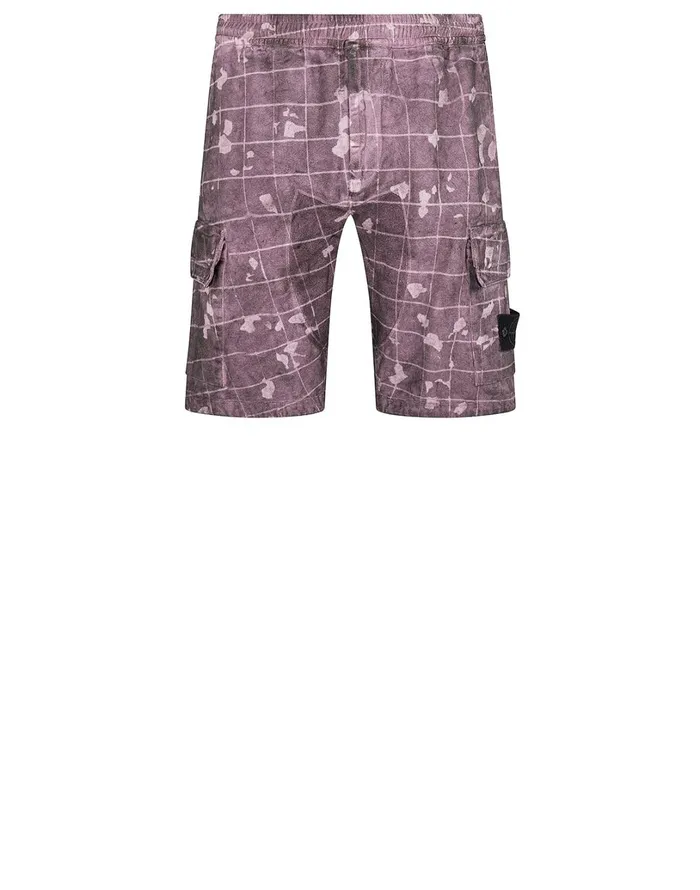 Mens L01E2 Dust Colour With Ghillie Laser Camo Bermuda Shorts In Violet Stone Island Shorts Mens L01E2 Dust Colour With Ghillie Laser Camo Bermuda Shorts In Violet Stone Island Shorts