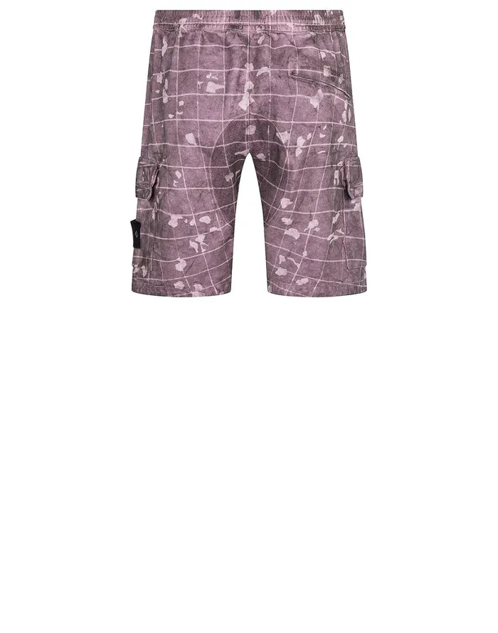 Mens L01E2 Dust Colour With Ghillie Laser Camo Bermuda Shorts In Violet Stone Island Shorts
