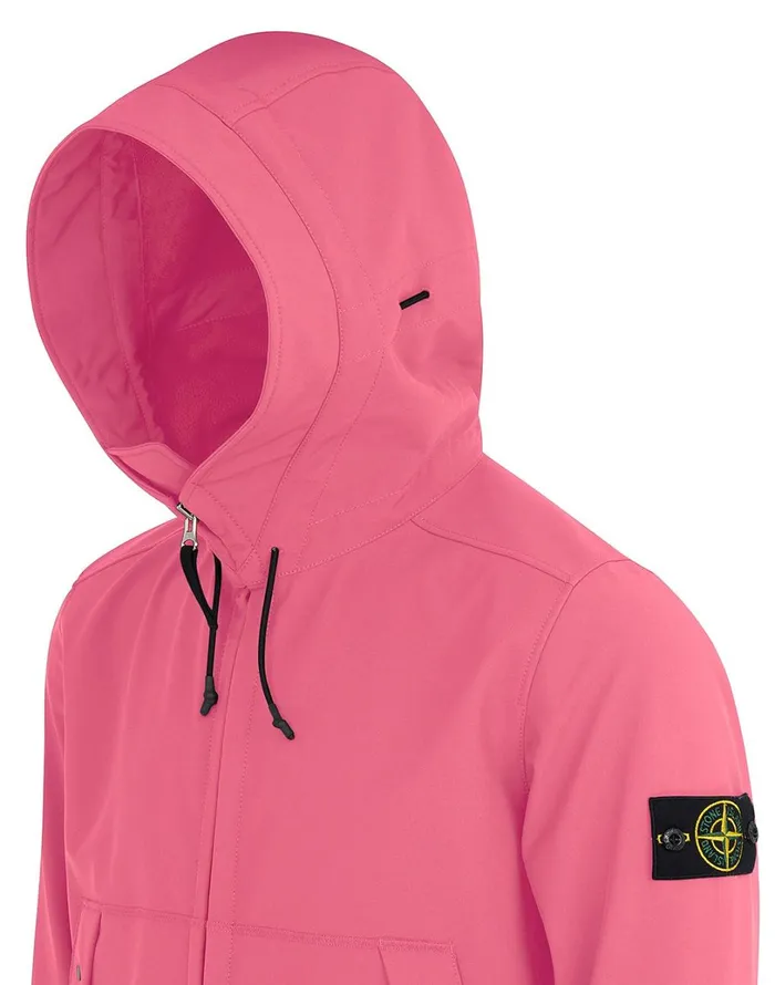 Mens Q0122 Soft ShellR Hooded Blouson In Pink Stone Island Coats 038 Jackets