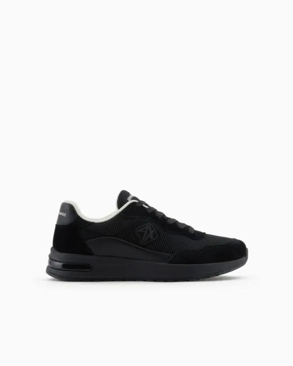 Mesh Sneakers With Rubber Logo Black Men Armani Sneakers