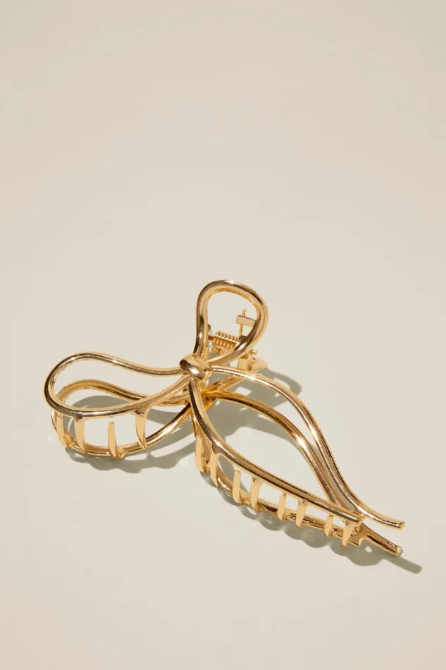 Metal Hair Claw Gold Bow Women Cotton On Hair Accessories