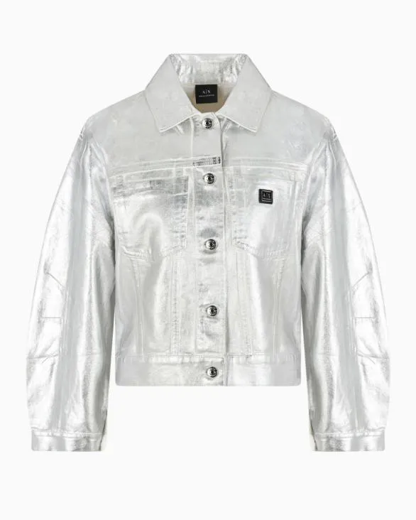 Metal Rigid Cotton Jacket Silver Women Armani Matching Sets