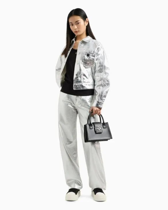 Metal Rigid Cotton Jacket Silver Women Armani Matching Sets Metal Rigid Cotton Jacket Silver Women Armani Matching Sets