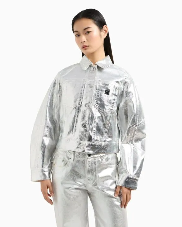 Metal Rigid Cotton Jacket Silver Women Armani Matching Sets Metal Rigid Cotton Jacket Silver Women Armani Matching Sets