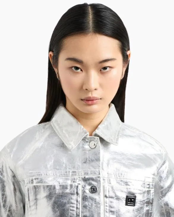 Metal Rigid Cotton Jacket Silver Women Armani Matching Sets Metal Rigid Cotton Jacket Silver Women Armani Matching Sets