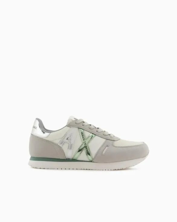 Microfiber Sneakers With Logo Grey Women Armani Sneakers