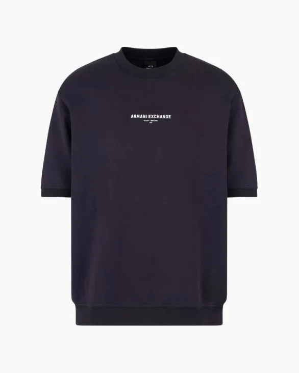 Milanox2FNew York Short Sleeve Crewneck Sweatshirt Navyblue Men Armani Matching Sets