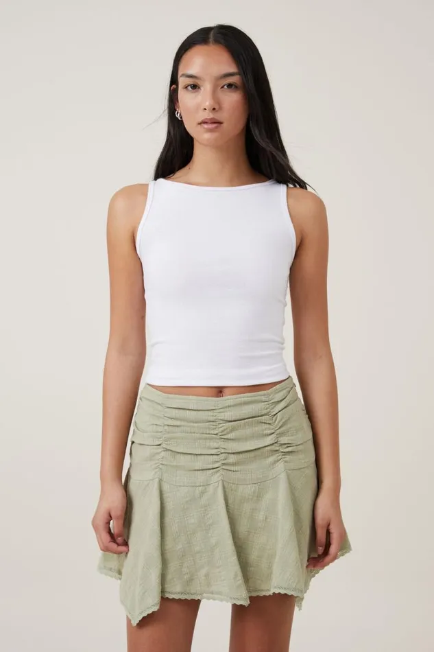 Millie Hanky Hem Mini Skirt Desert Sage Women Cotton On Skirts
