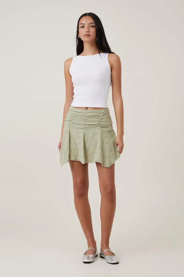 Millie Hanky Hem Mini Skirt Desert Sage Women Cotton On Skirts