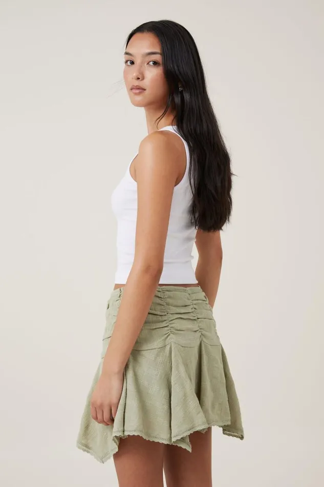 Millie Hanky Hem Mini Skirt Desert Sage Women Cotton On Skirts