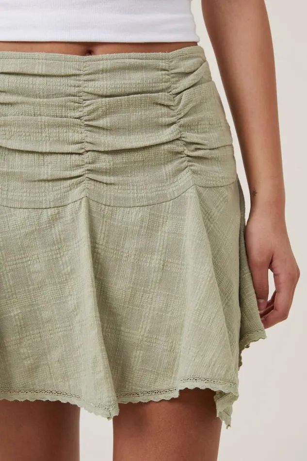 Millie Hanky Hem Mini Skirt Desert Sage Women Cotton On Skirts