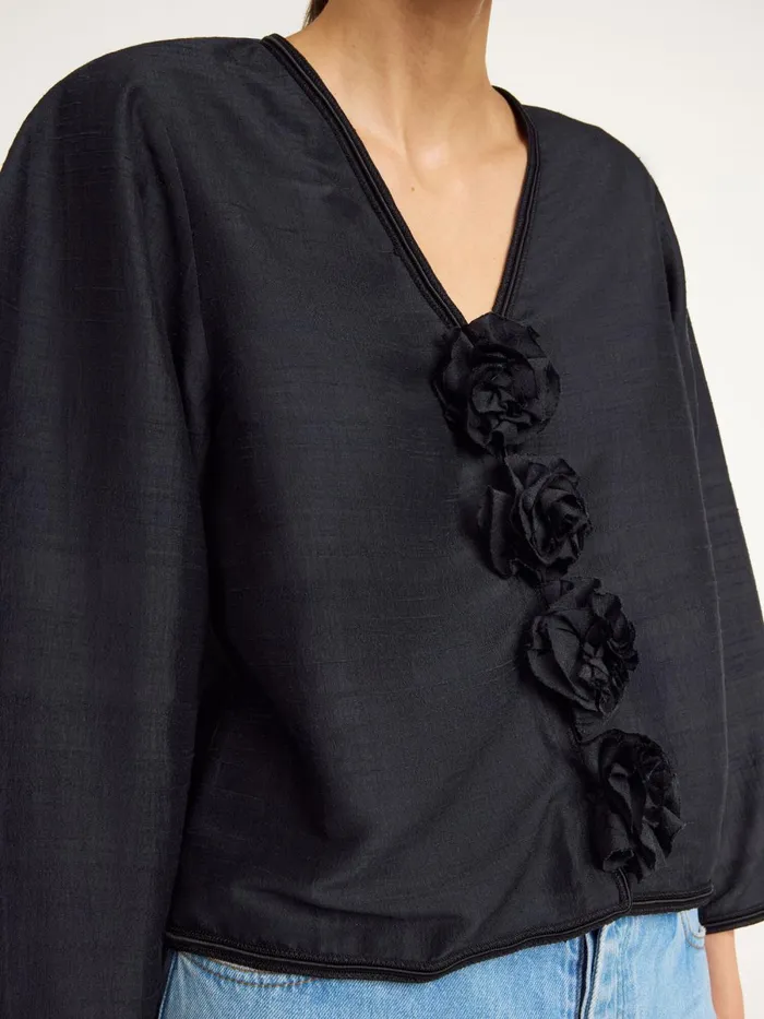 Mineas Silk Top Black Women By Malene Birger Tops and Blouses