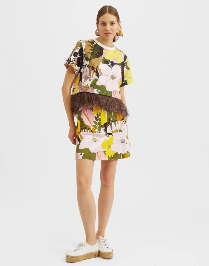Mini Skirt Big Flower Rose Women La Double J Skirts