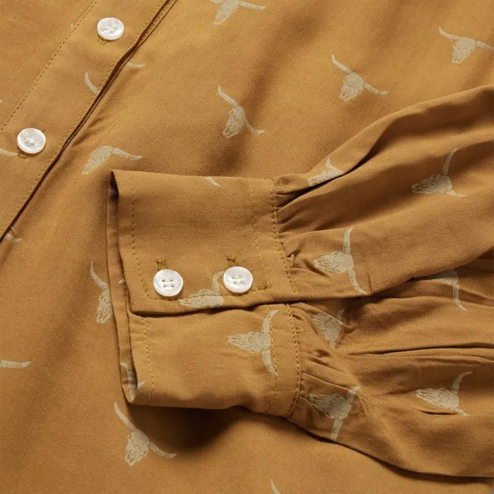 Mojave Longhorn Print Poet Blouse Brown Women Stetson Blouses