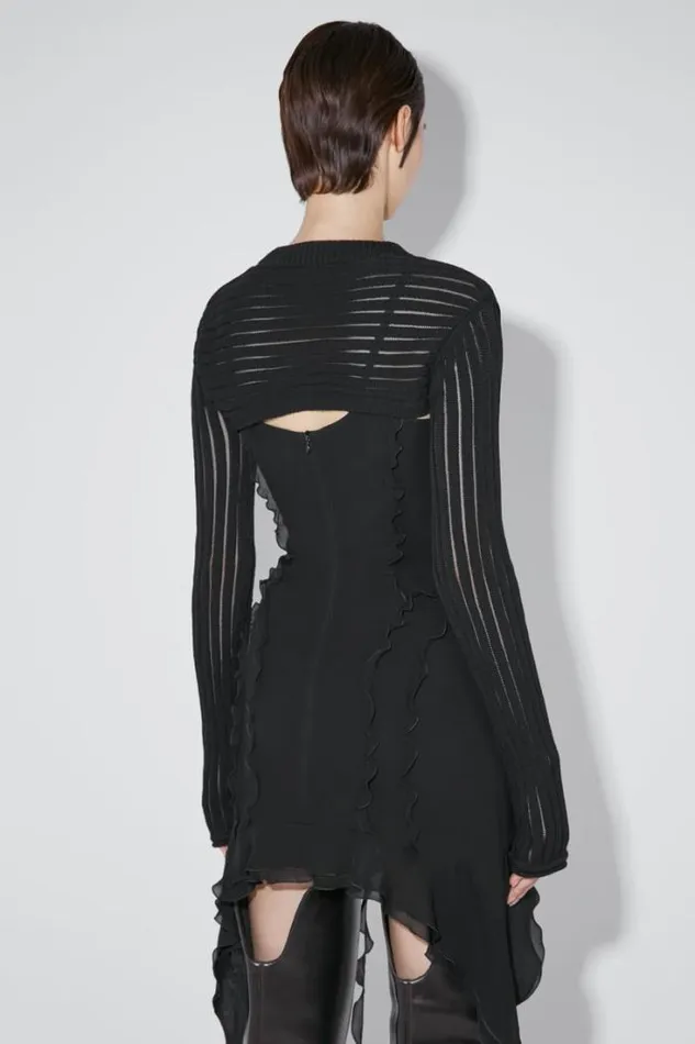 Monofilament Pinstripe Shrug Black Women MISBHV Knitwear