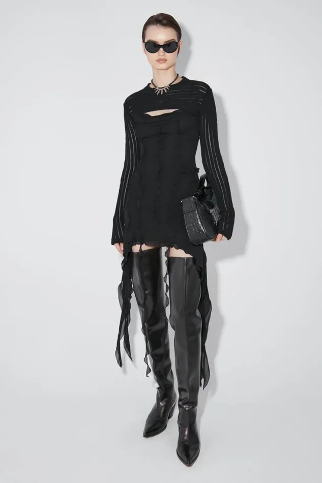 Monofilament Pinstripe Shrug Black Women MISBHV Knitwear