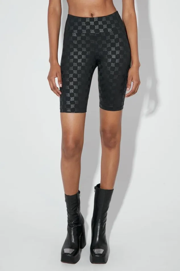 Monogram High Waisted Biker Shorts Black Women MISBHV Shorts