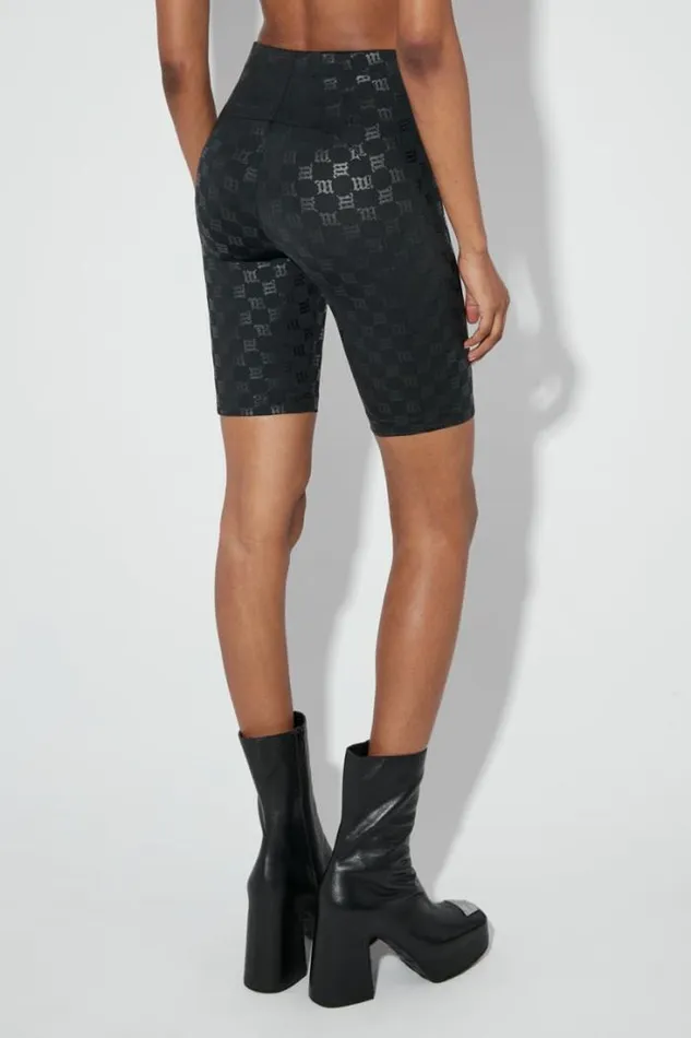 Monogram High Waisted Biker Shorts Black Women MISBHV Shorts