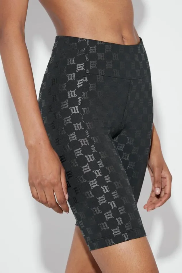 Monogram High Waisted Biker Shorts Black Women MISBHV Shorts