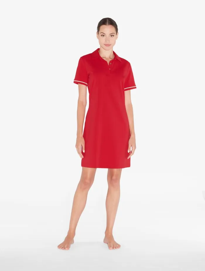 Monogram Polo Dress In Red Swim La Perla Beach Coverups
