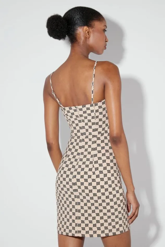 Monogram Spaghetti Mini Dress Beige Women MISBHV Dresses