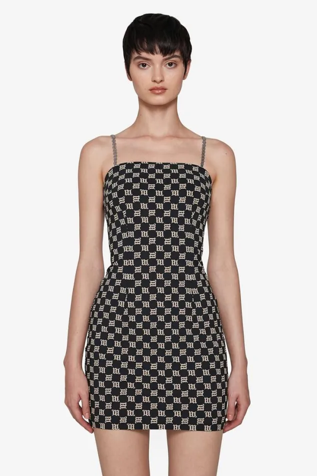 Monogram Spaghetti Mini Dress Women MISBHV Dresses