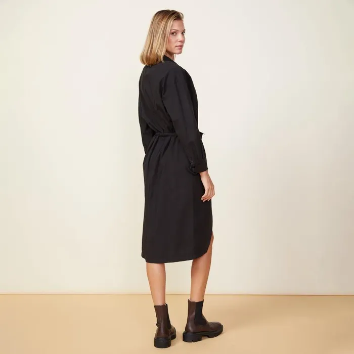 MONROW DRESSES Asymmetrical Poplin Tie Shirt Dress Black 8211 Shop