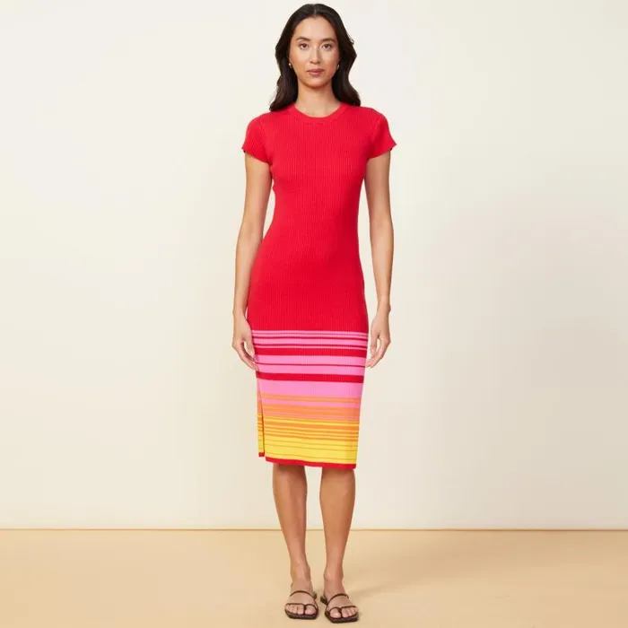 MONROW DRESSES Sunset Sweater Cap Sleeve Midi Dress Sunset 8211 Shop