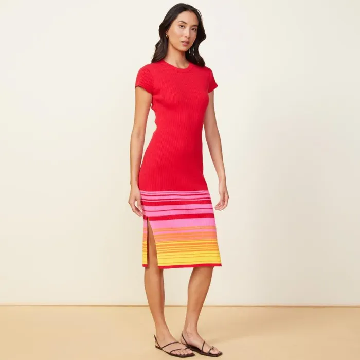 MONROW DRESSES Sunset Sweater Cap Sleeve Midi Dress Sunset 8211 Shop