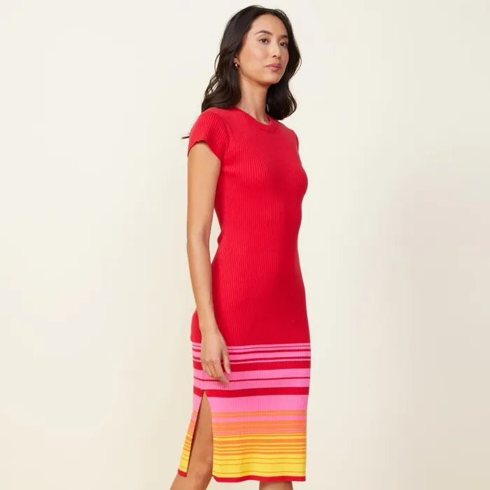 MONROW DRESSES Sunset Sweater Cap Sleeve Midi Dress Sunset 8211 Shop