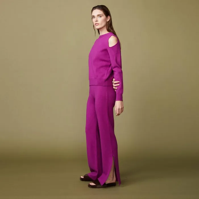 MONROW KNITS Supersoft Sweater Knit Cut Out Sweatshirt Raspberry Rose 8211 Shop