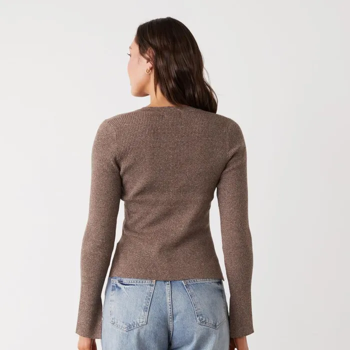 MONROW LONG SLEEVE Rib Henley Sweater Cocoa 8211 Shop
