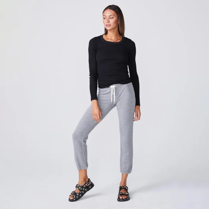 MONROW LONG SLEEVE Textured TriBlend Fitted Long Sleeve Crew Black 8211 Shop